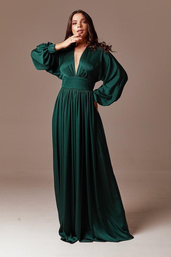 emerald green maxi dress