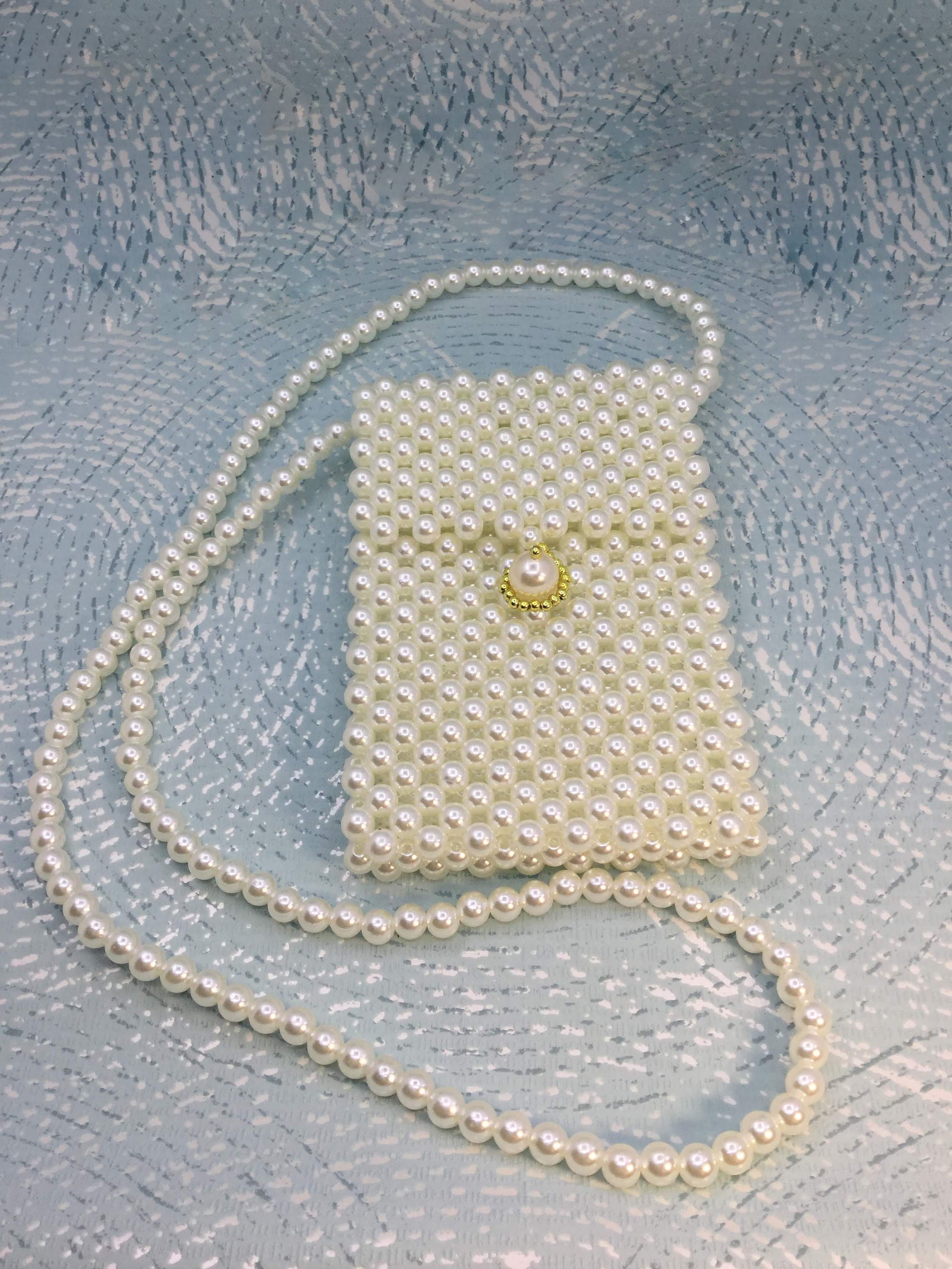 White Pearl Crossbody Bag Clutch Beaded Trendy Fashion Purse Etsy