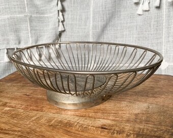Vintage WM Rogers & Son Silver Plated Wire Bowl, Fruit Basket