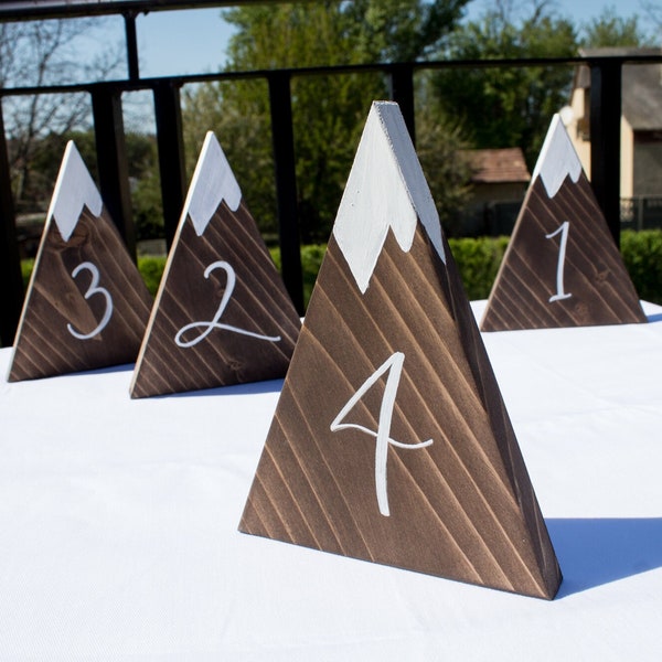 Wooden table numbers for wedding, Mountain table numbers, Wedding table numbers, Table signs, Wedding table decor