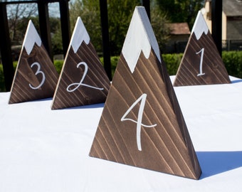 Wooden table numbers for wedding, Mountain table numbers, Wedding table numbers, Table signs, Wedding table decor
