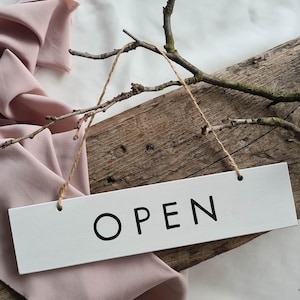 Open Closed Sign, White Open Closed Handwritten Sign, Open/Closed Hanging Table