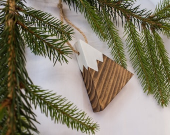 Mountain Christmas Ornament, Wood Ornaments, Hygge style Christmas, Rustic Christmas, Woodland Ornaments