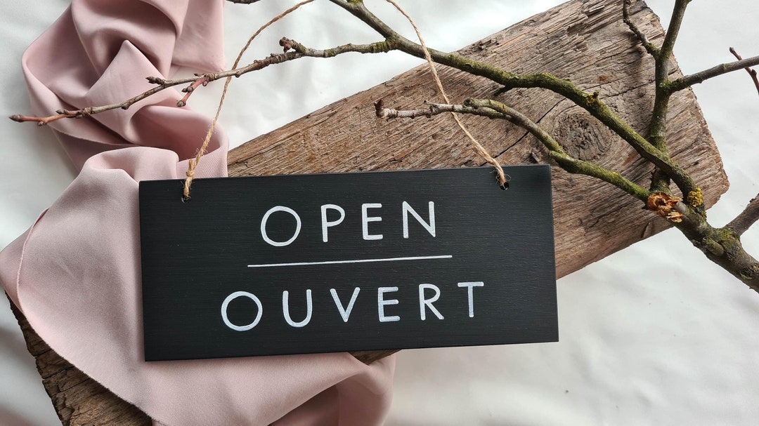 English-french Open-closed Sign, Bilingual Ouvert-fermé Sign - Etsy