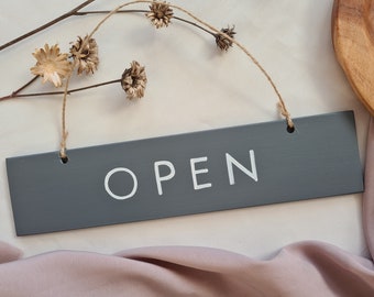 Open Closed Sign, Grey Open Closed Handwritten Sign, Store Sign, Hanging Table