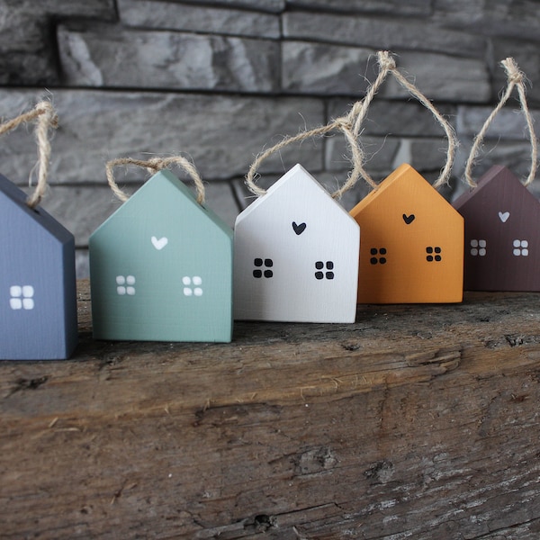 Mini House Christmas Ornament, Colored Christmas Ornaments