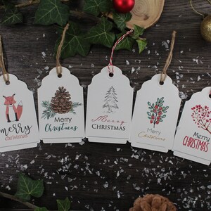 Cadeaukaartjes kerst, kaartjes vrolijk kerstfeest, vos, kerstboom - pak van 5