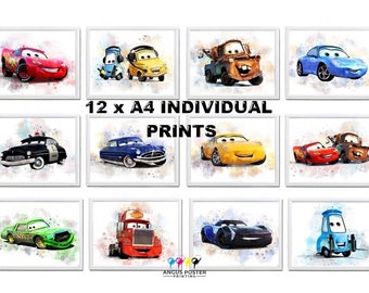 Cars , McQueen 12 individual A4 prints