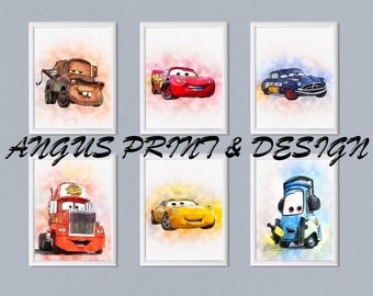 cars pixar print set 6 x A4