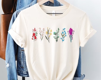 Rainbow flowers shirt-plant lovers shirt-queer shirt-wildflower shirt-pride shirt- subtle LGBT shirt-lesbian shirt-LGBT summer shirt