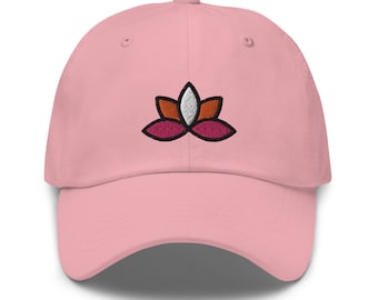 Lotus rainbow hat-flower hat-gift lgbt-floral hat- lesbian Pride- Embroidered women Hat-lesbian flag-lily flower- bloom hat-subtil lesbian