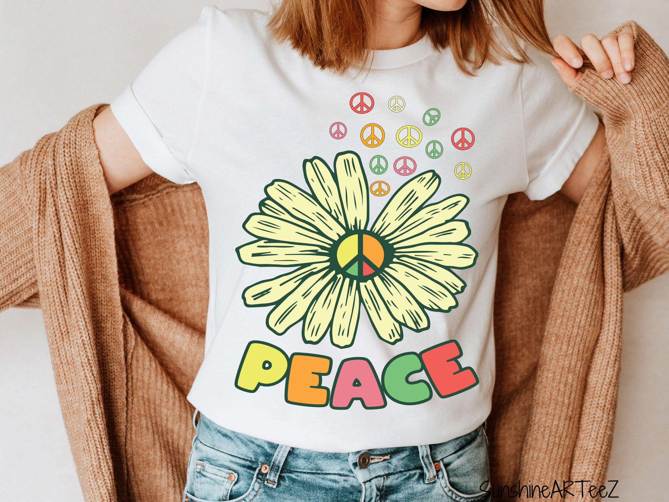 Peace shirt-daisy shirt-peace and love-hippie shirt-boho | Etsy