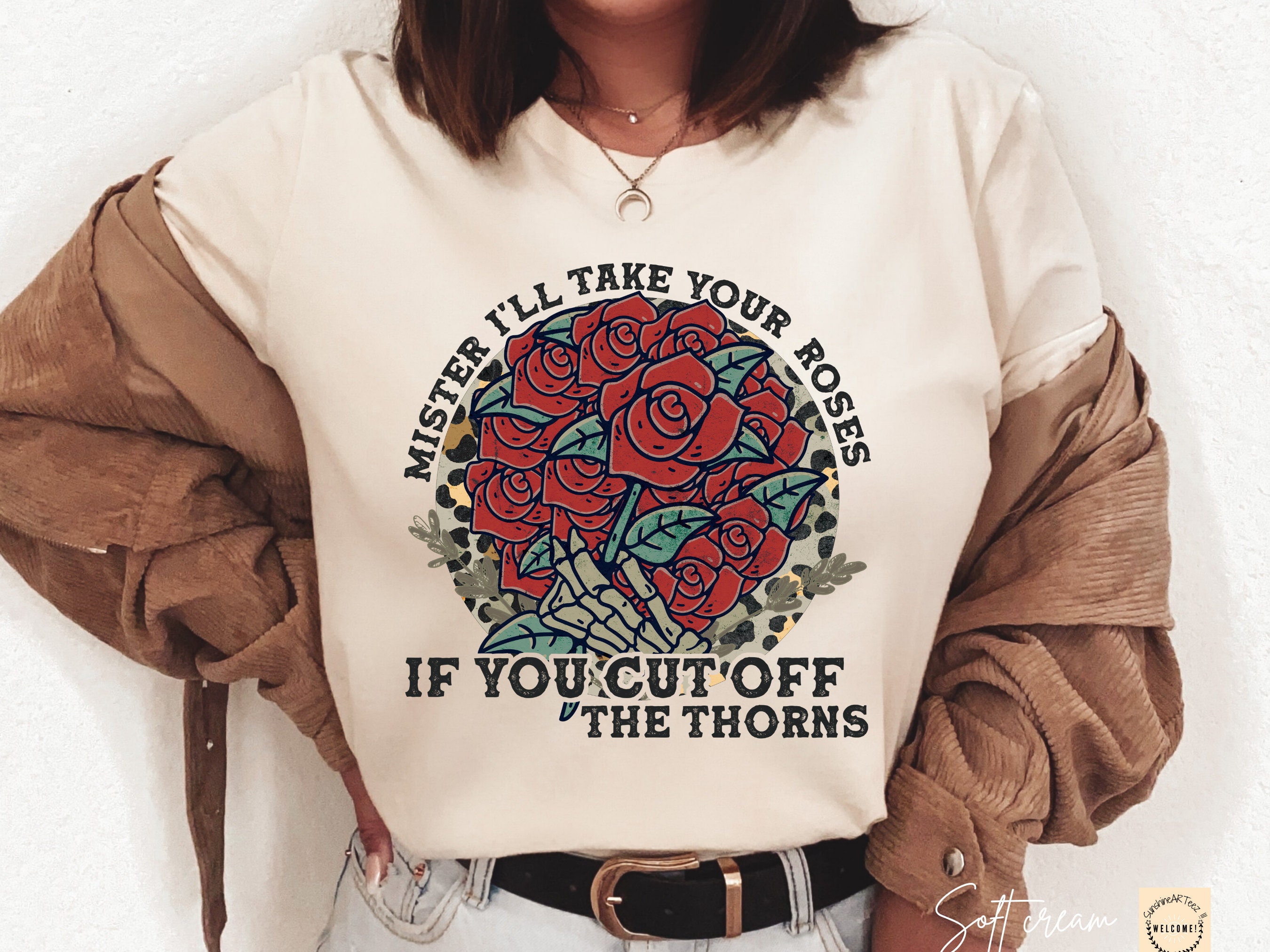 Women Retro Shirt Boho Red Rose Shirt Western Tshirt Women Vintage ...