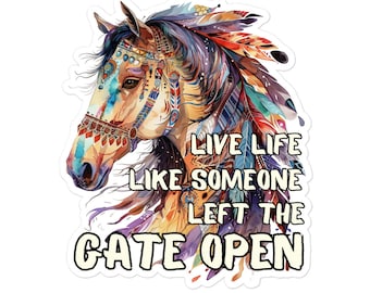 Pegatina con frase motivacional de caballo abstracto, vinilo sin burbujas para portátiles, botellas de agua y diarios. Un regalo inspirador para los amantes de los caballos.