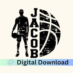 Digital Download Basketball Half Boy PNG, SVG