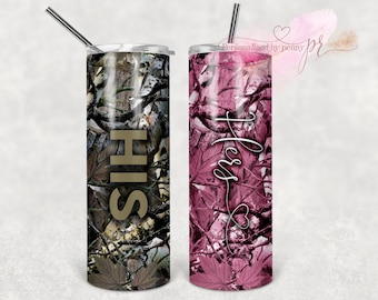 Seine und Hers Camo Tumbler Designs | 20oz Skinny Sublimation Tumbler | Digitaler Download | 300 DPI | Sublimation | Wasserrutsche | PNG