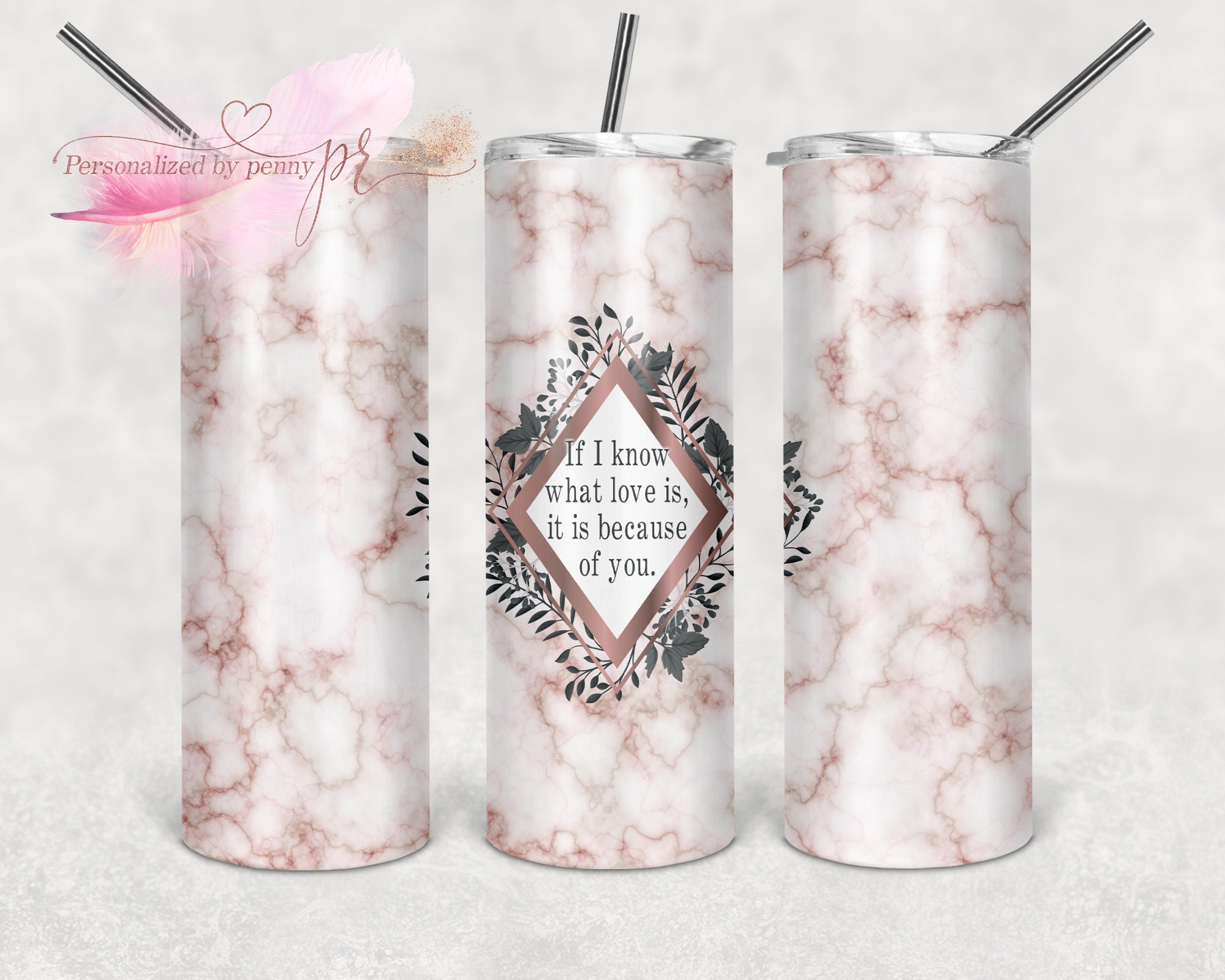 Floral tumbler design with love quote 20oz Skinny Tumbler Etsy