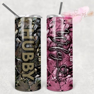 Hubby Wifey camo tumbler designs   | 20oz Skinny Sublimation Tumbler | Digital Download | 300 DPI | Sublimation | Waterslide | PNG