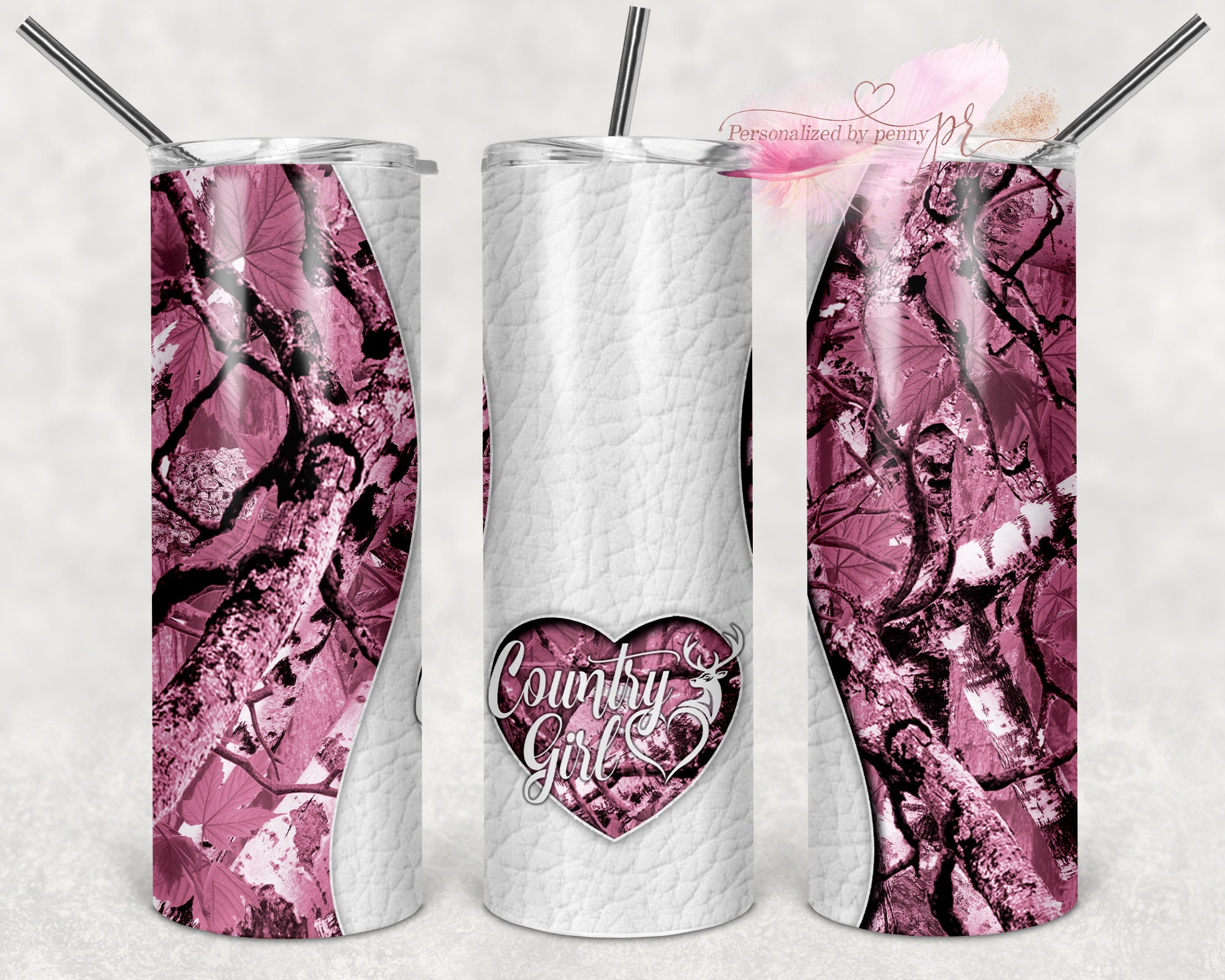 Pink Camo 20 oz Skinny Tumbler – LB Personalized Design