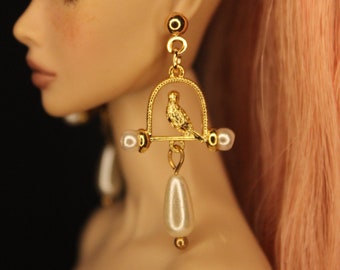 Doll Earrings for Integrity toys and 1/6 doll size- Bird Cage by Little Janchor
