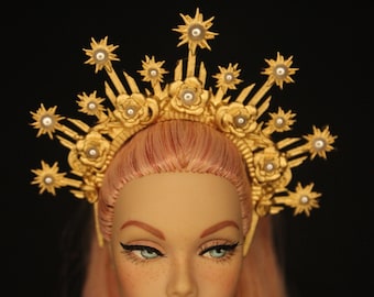 Integrity Toys, 1/6 dolls Headband- "Pearl Stars" GOLD/ SILVER by Little Janchor