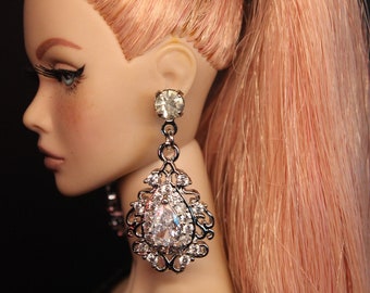 Doll Earrings for Integrity toys and 1/6 doll size- Royal Silver by Little Janchor