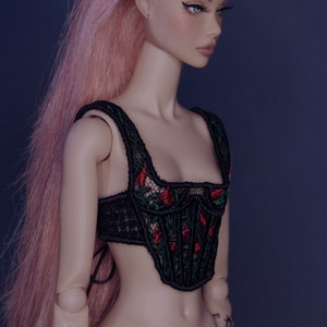 Integrity Toys/Janchor dolls/1:6 dolls Corset Top Roses Corset Black by Little Janchor image 2