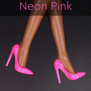 Integrity Toys Handmade Classic Pointed Toe Pumps NEON & METALLIC by Little Janchor Neon Pink