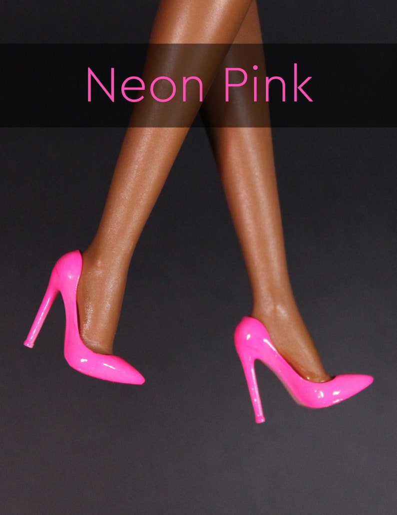 Integrity Toys Handmade Classic Pointed Toe Pumps NEON & METALLIC by Little Janchor Neon Pink