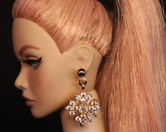 Doll Earrings for Integrity toys and 1/6 doll size- Flower Snow Flake by Little Janchor