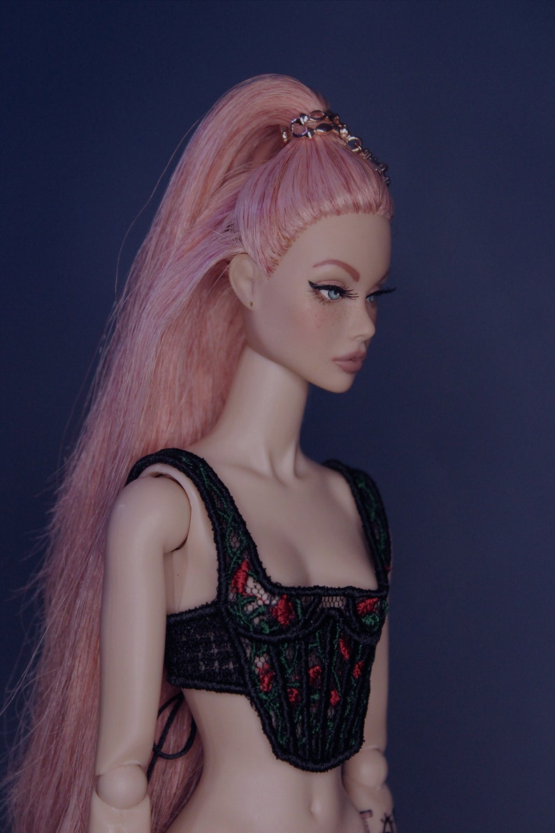 Integrity Toys/Janchor dolls/1:6 dolls Corset Top Roses Corset Black by Little Janchor image 2