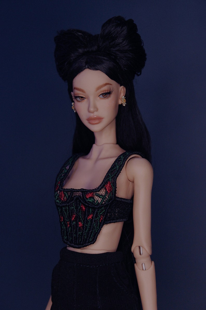 Integrity Toys/Janchor dolls/1:6 dolls Corset Top Roses Corset Black by Little Janchor image 5