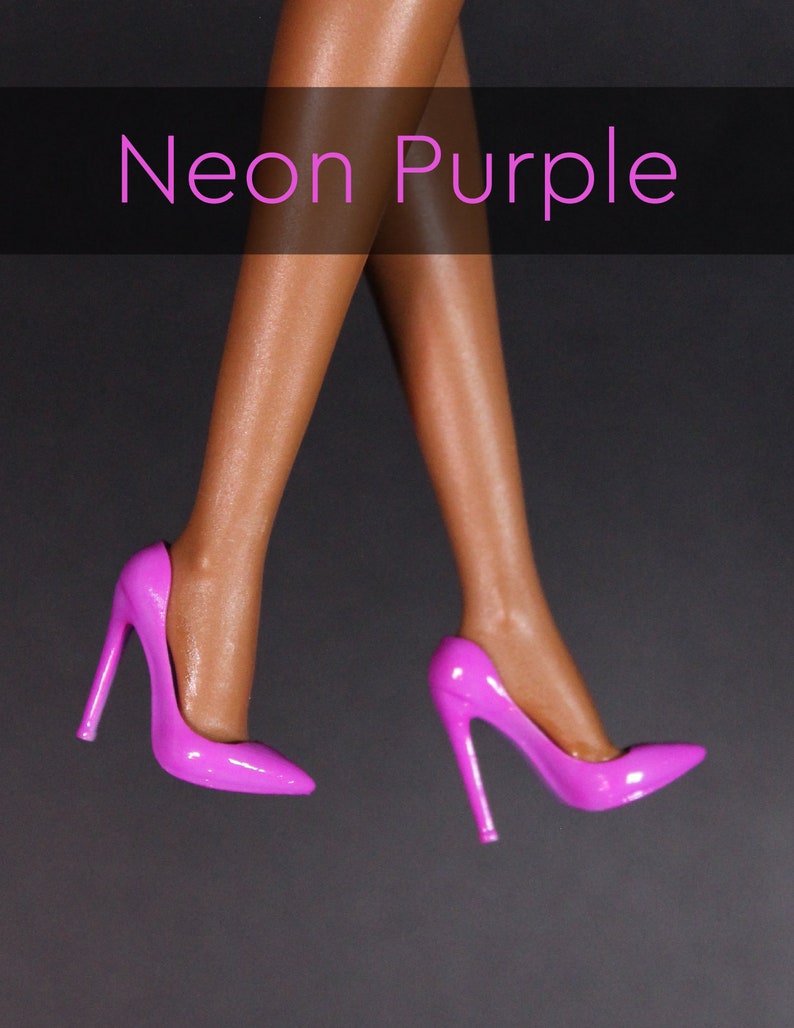 Integrity Toys Handmade Classic Pointed Toe Pumps NEON & METALLIC by Little Janchor Neon Purple