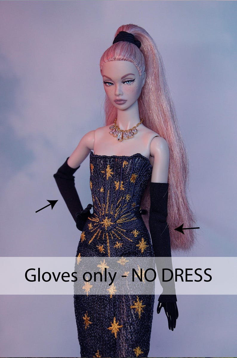 Integrity Toys/ Janchor dolls/ 1/6 dolls OUTFIT- Star Stream (4 colors) by Little Janchor Pair of Black Gloves