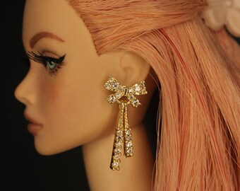 Doll Earrings for Integrity toys, Barbies and 1/6 doll size- Bow by Little Janchor