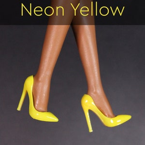 Integrity Toys Handmade Classic Pointed Toe Pumps NEON & METALLIC by Little Janchor Neon Yellow