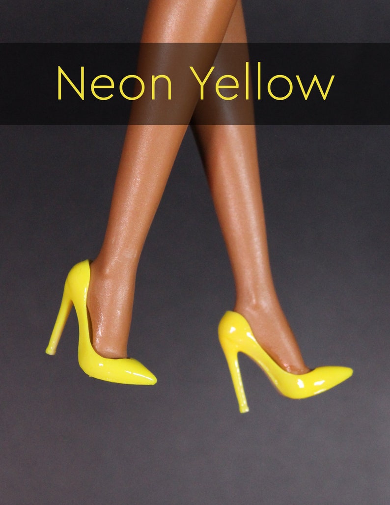 Integrity Toys Handmade Classic Pointed Toe Pumps NEON & METALLIC by Little Janchor Neon Yellow