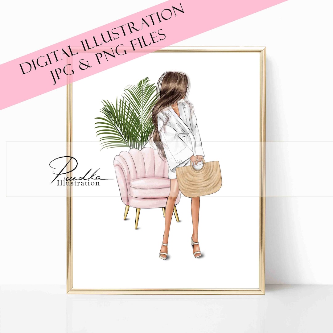 Pink Drawing Chair Pink Chair Fashion Illustration: Wall Art Print (digital Files) - Etsy