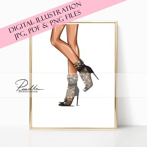 Sparkling Shoes Fashion Illustration: Glam Decor Print (Digital Files)