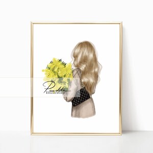 Yellow Mimosa Fashion Sketch Print: Stylish Wall Art Poster