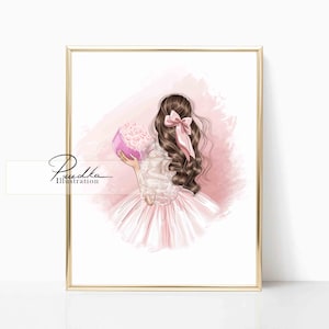 Fashion Illustration Print: Girl with Roses Sketch - Wall Art