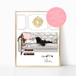 Reading girl with fashion book set