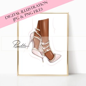 Blush Pink Heels Fashion Illustration: Wall Art Print (Digital Files)