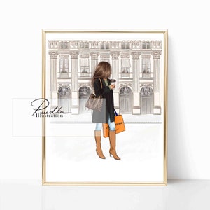 Boots and Coffee (Print from my own Illustration. Fashion Illustration, Design Print, Wall Art, Poster, Sketch)
