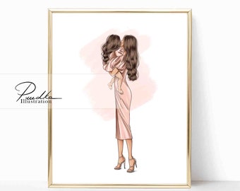 Mother and Daughter Fashion Illustration Art Print