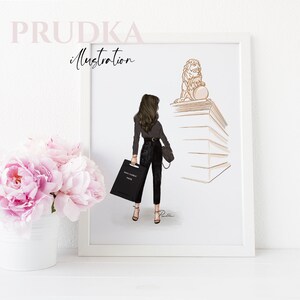 Fashion Illustration Print: Girl with Lion Sketch, Art Poster