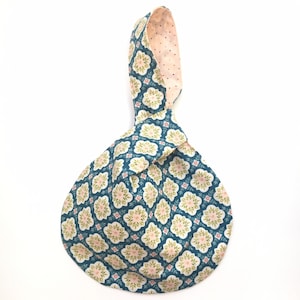 Floral Japanese Knot Bag, 100% Cotton Print Bag, Knot Style Bag, Small Japanese Knot Bag, Wristlet, Small Bag, Handbag, Wrist Bag, Hobo Bag