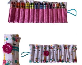 Unicorn Crayon Roll, Crayon Roll Up, Kids Crayon Holder, Crayon Caddy, Gift for Kids