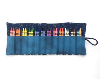 Star Crayon Roll, Crayon Roll Up, Kids Crayon Holder, Crayon Caddy, Stars, Gift for Kids