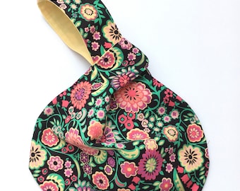 Japanese Knot Bag, Floral Print Bag, Knot Style Bag, Small Japanese Knot Bag, Wristlet, Small Bag, Handbag, Wrist Bag, Hobo Bag